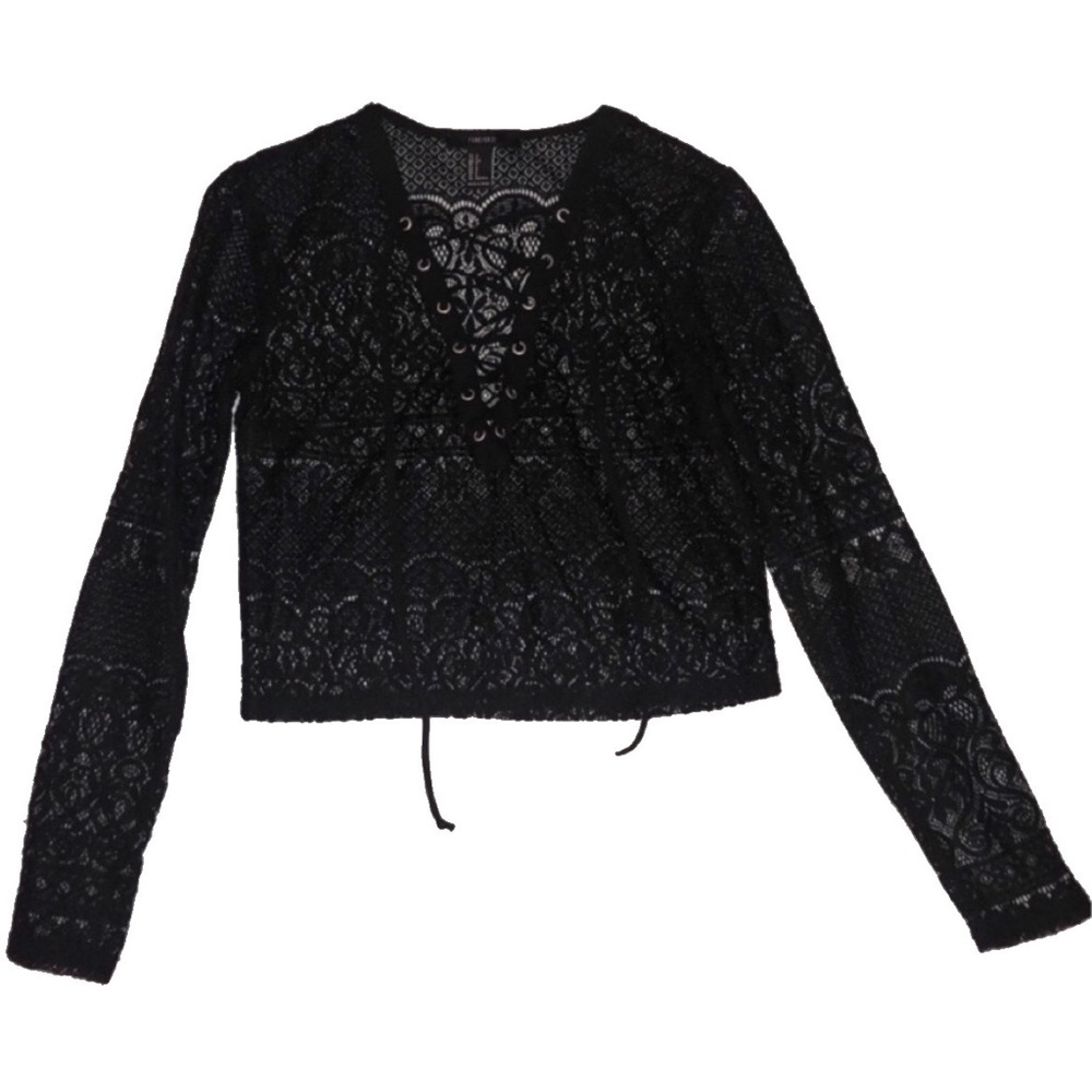 Lace Up Long Sleeve Top - Picture 2 of 3